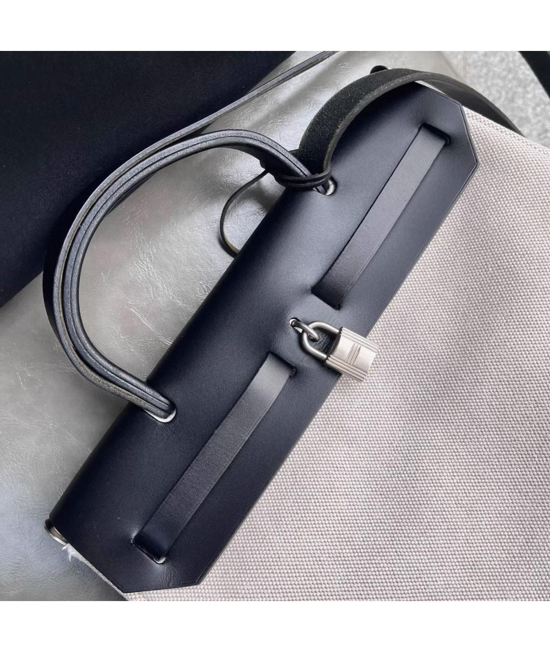 HERMES Черная кожаная сумка с короткими ручками, фото 5