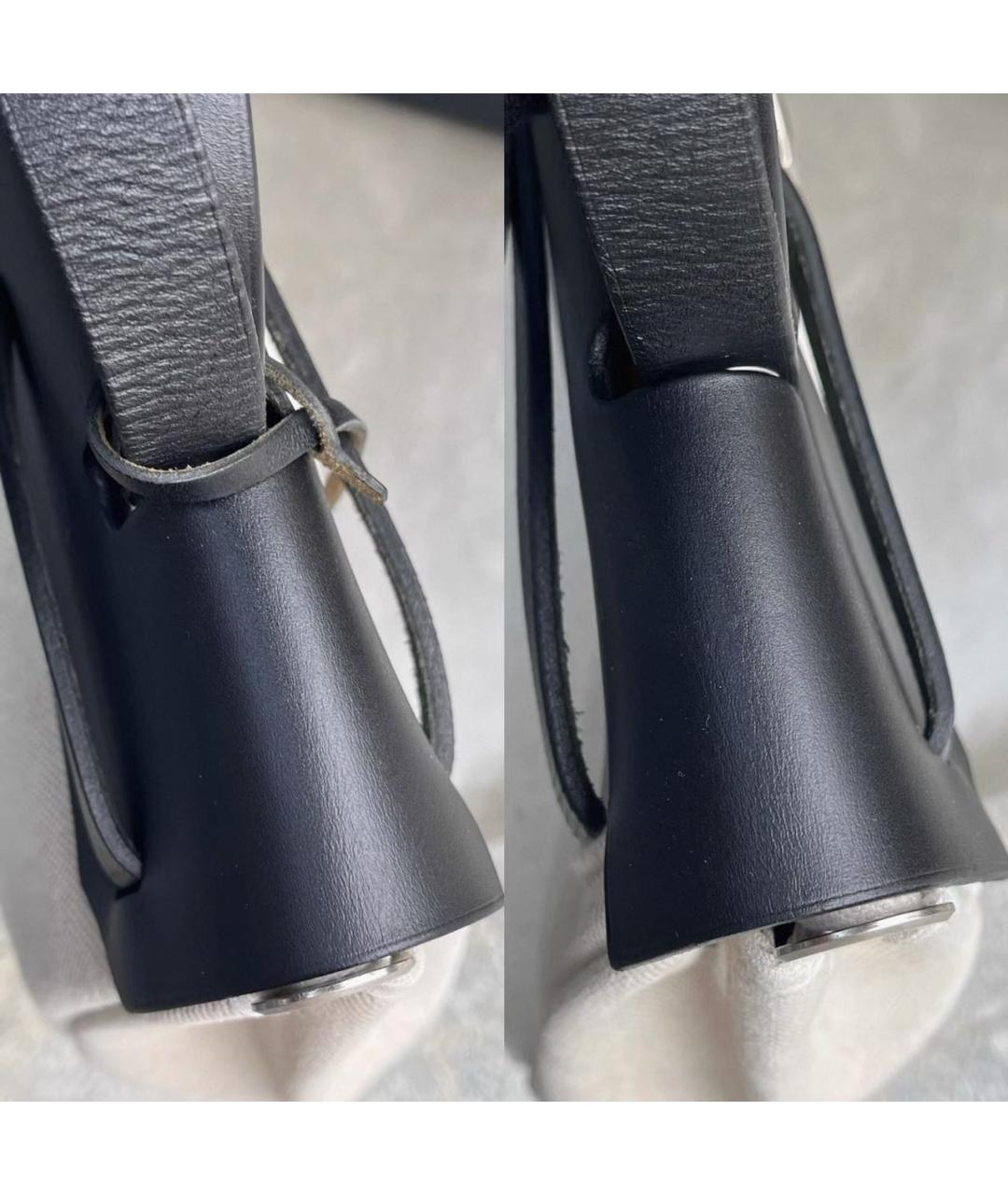 HERMES Черная кожаная сумка с короткими ручками, фото 6