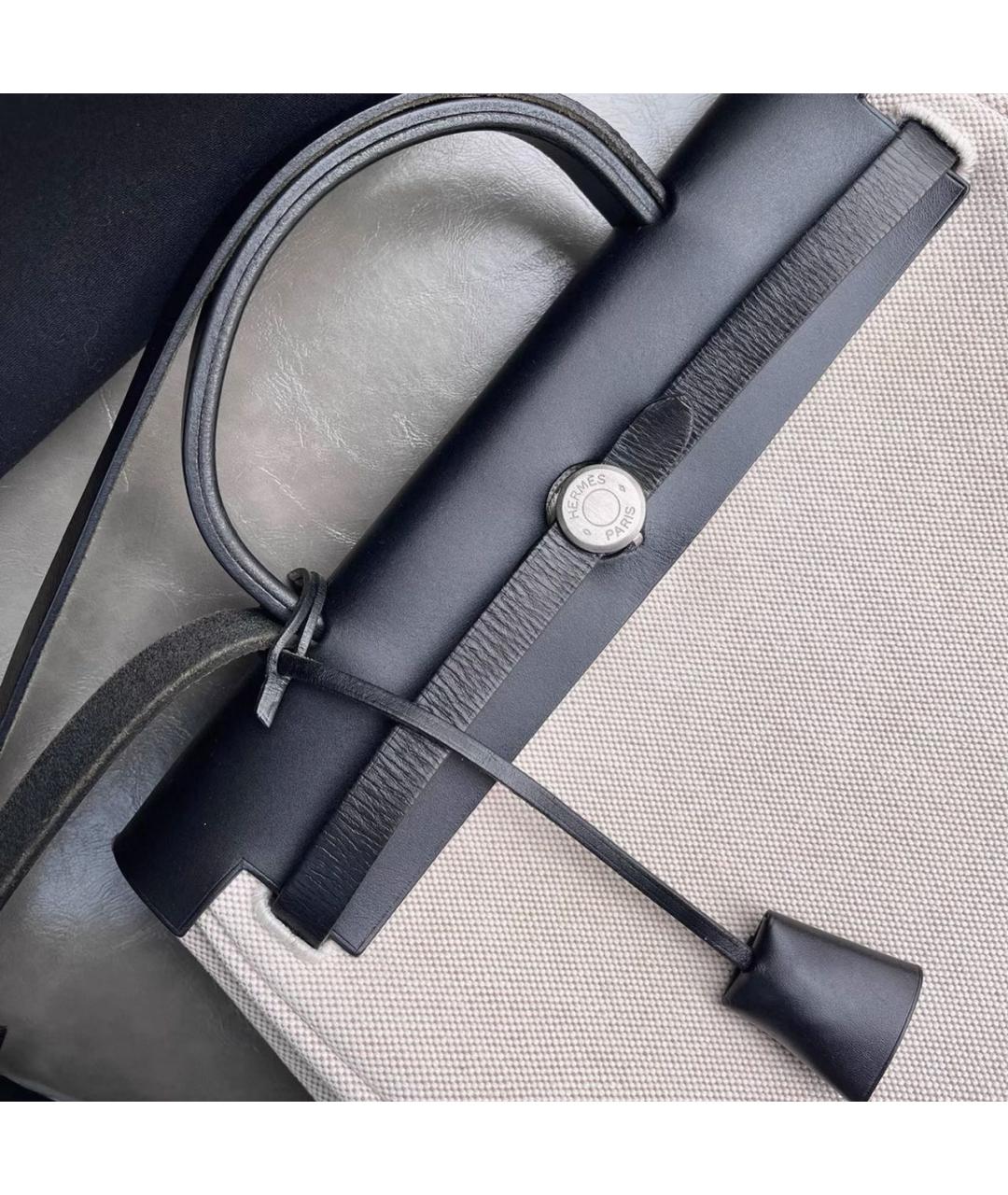 HERMES Черная кожаная сумка с короткими ручками, фото 4