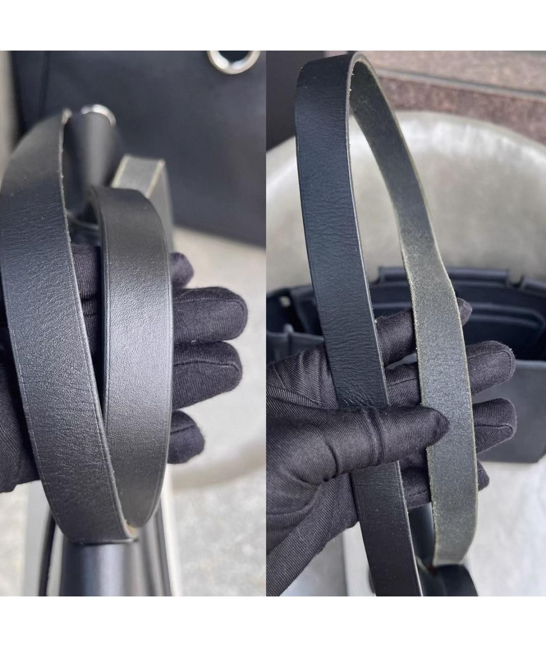 HERMES Черная кожаная сумка с короткими ручками, фото 7