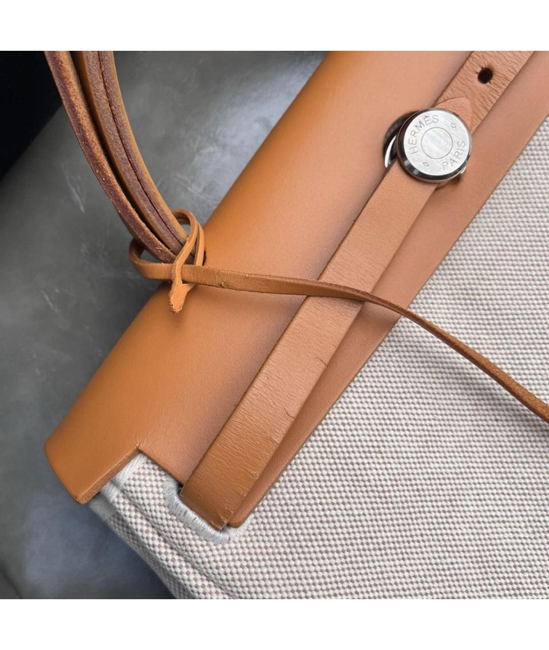 HERMES Бежевая кожаная сумка с короткими ручками, фото 7