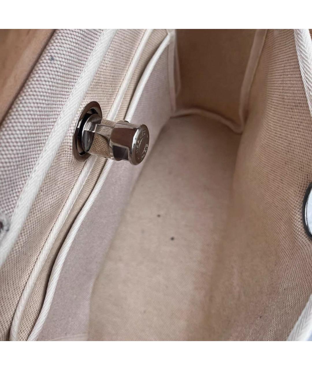 HERMES Бежевая кожаная сумка с короткими ручками, фото 3