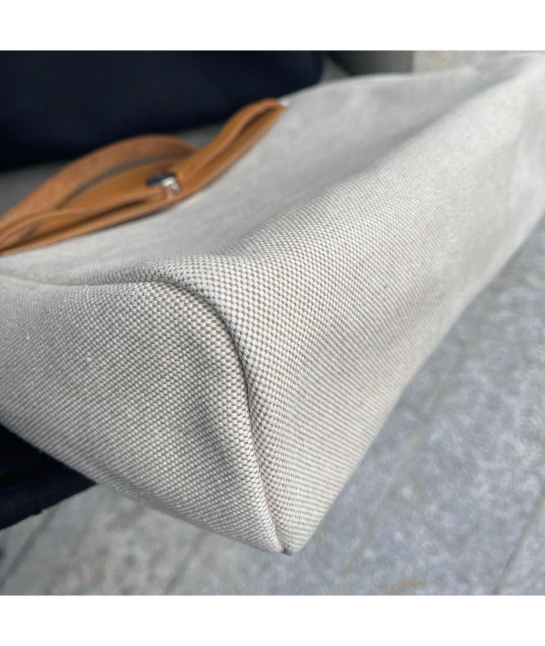 HERMES Бежевая кожаная сумка с короткими ручками, фото 8