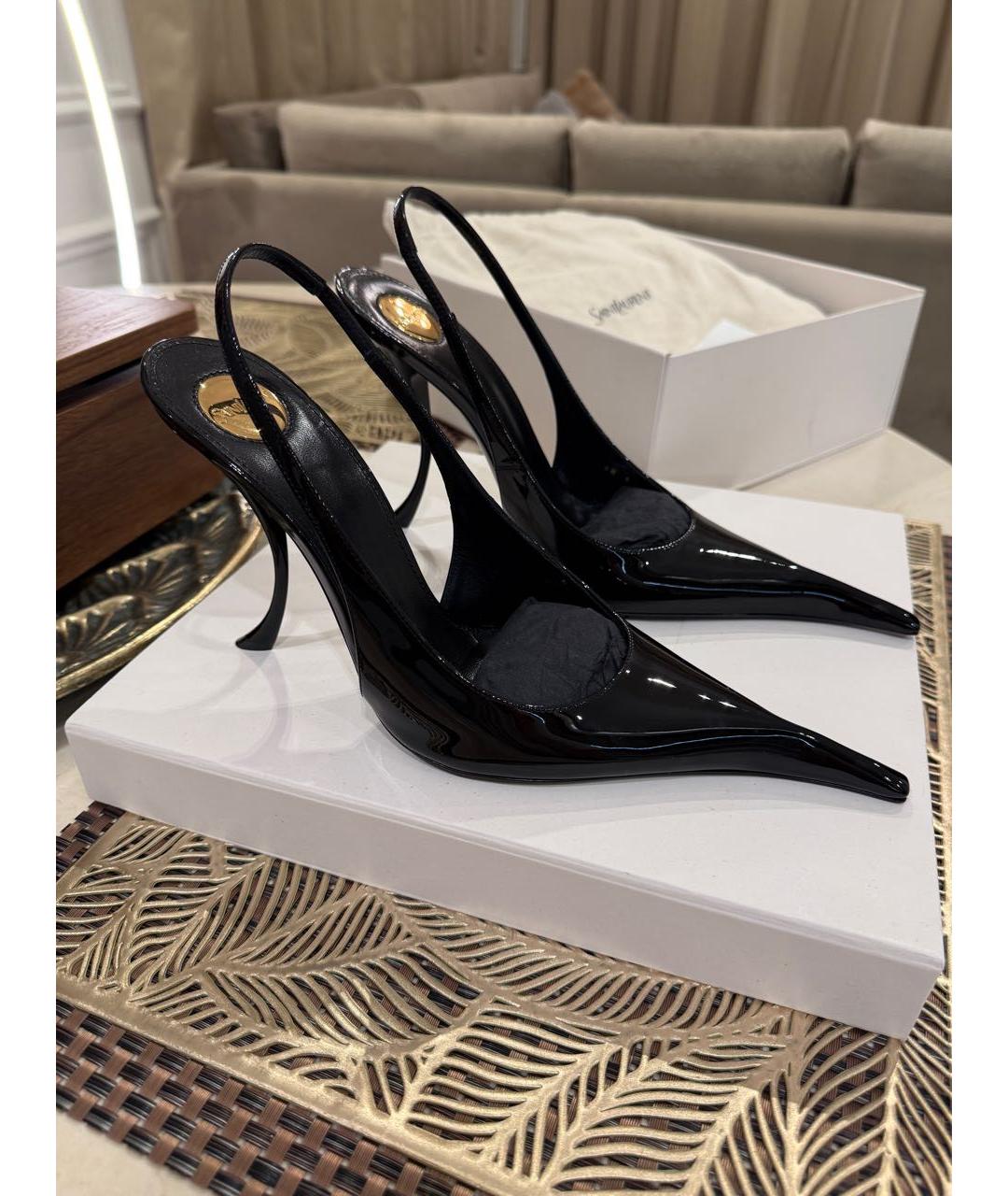 SAINT LAURENT Черные туфли из лакированной кожи, фото 2