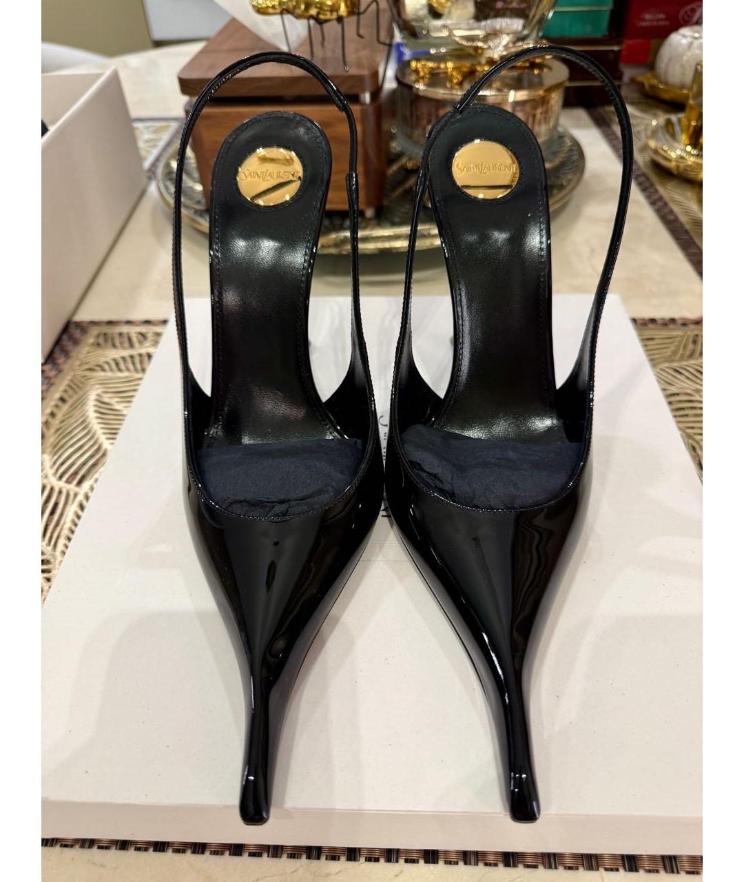 SAINT LAURENT Черные туфли из лакированной кожи, фото 3