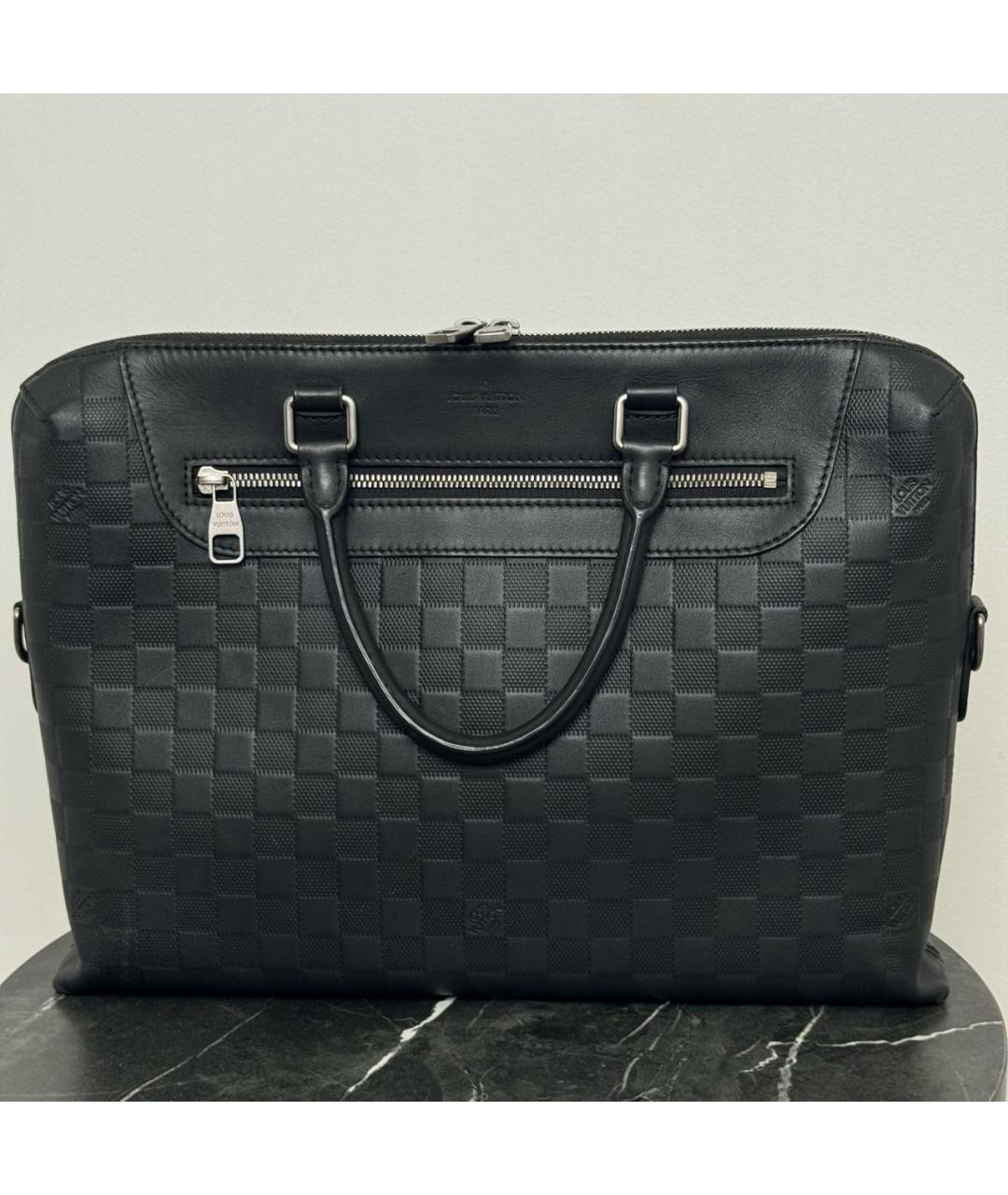 LOUIS VUITTON Черная кожаная сумка тоут, фото 6