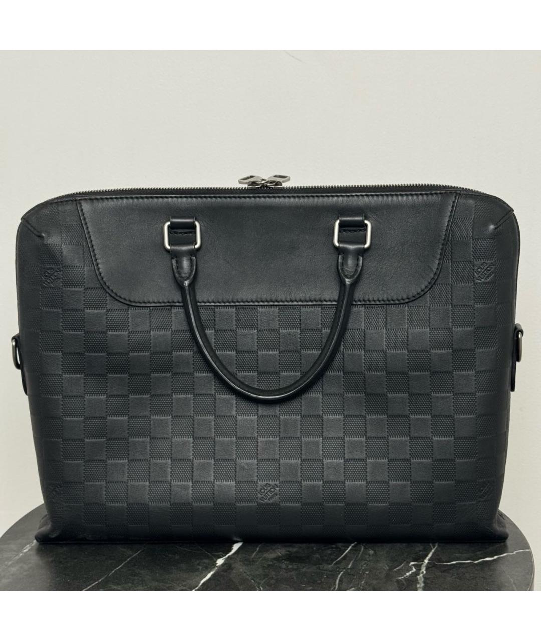 LOUIS VUITTON Черная кожаная сумка тоут, фото 2