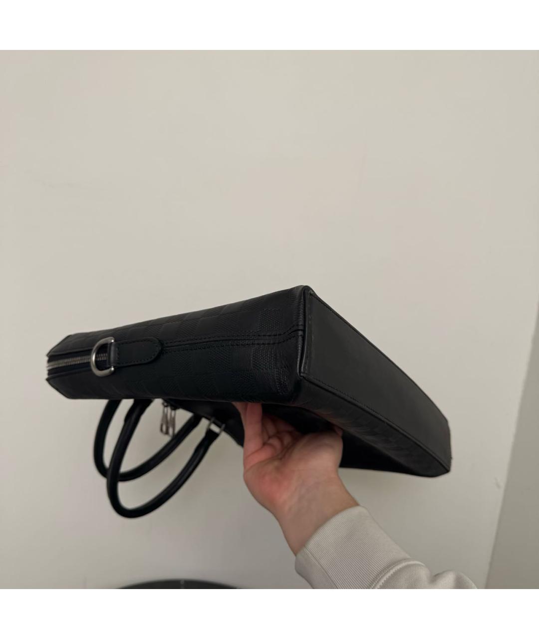 LOUIS VUITTON Черная кожаная сумка тоут, фото 5