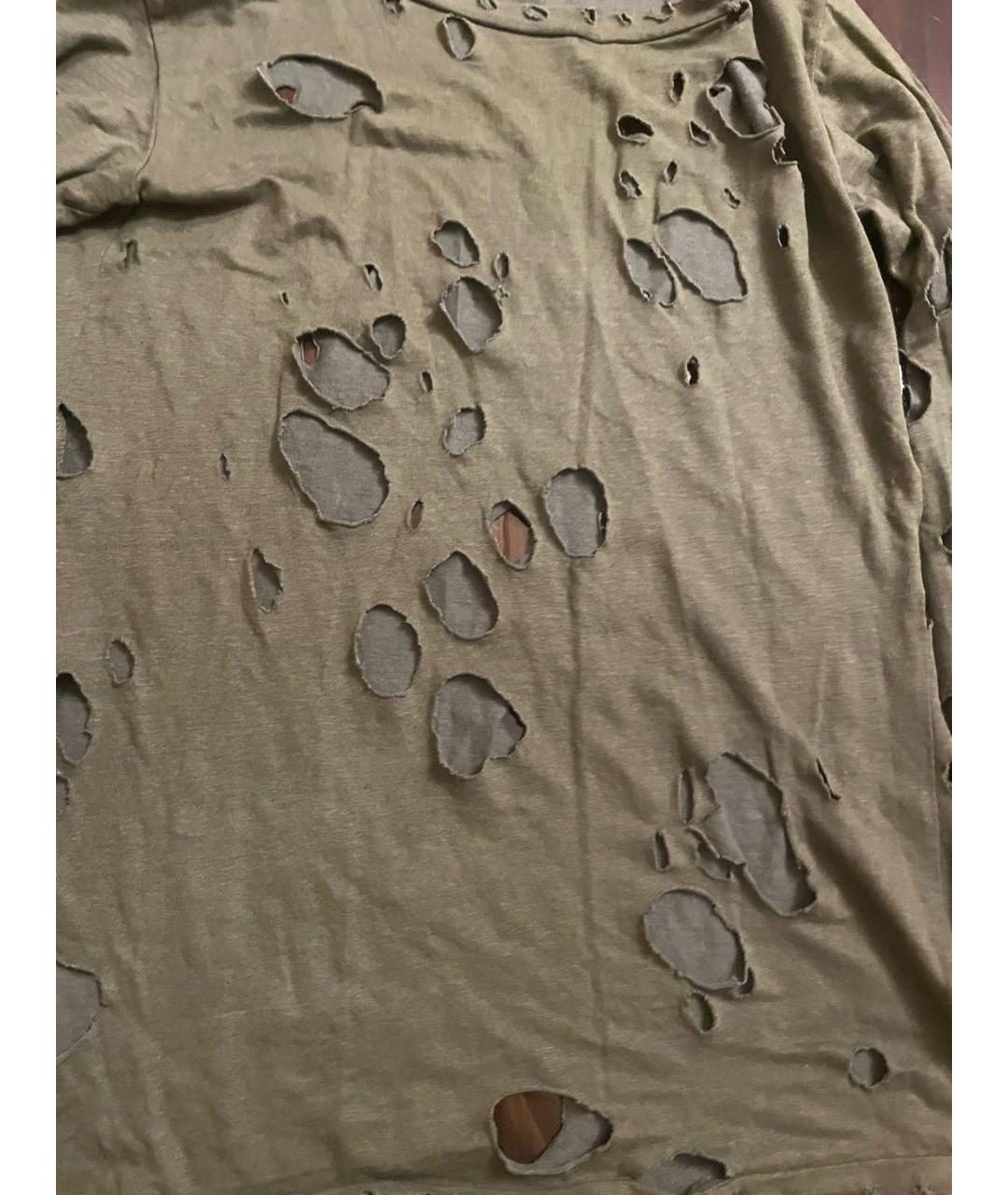 BALMAIN Хаки хлопковое поло с длинным рукавом, фото 2