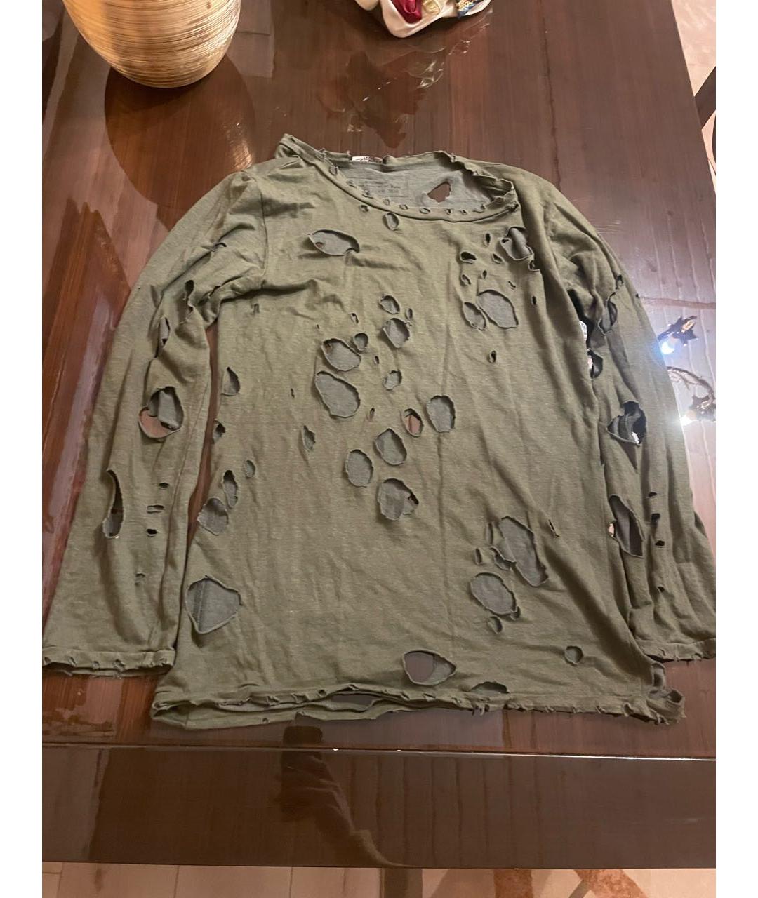 BALMAIN Хаки хлопковое поло с длинным рукавом, фото 5