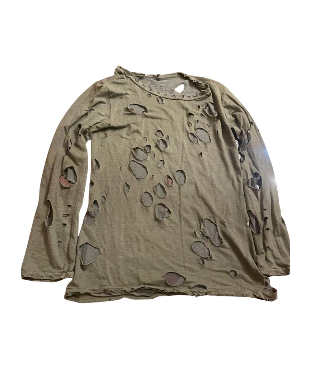 BALMAIN Хаки хлопковое поло с длинным рукавом, фото 1