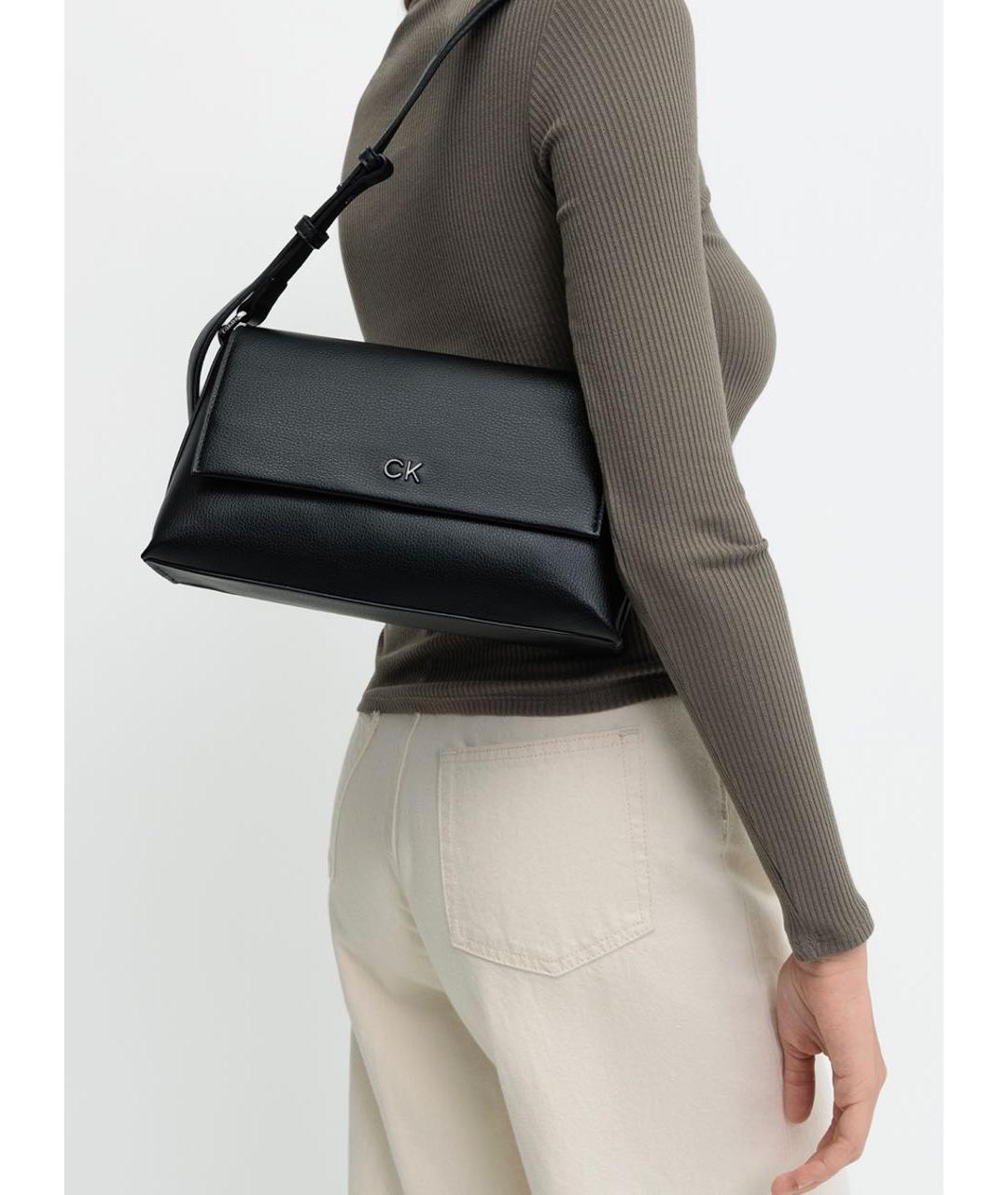 CALVIN KLEIN Черная сумка через плечо из искусственной кожи, фото 7