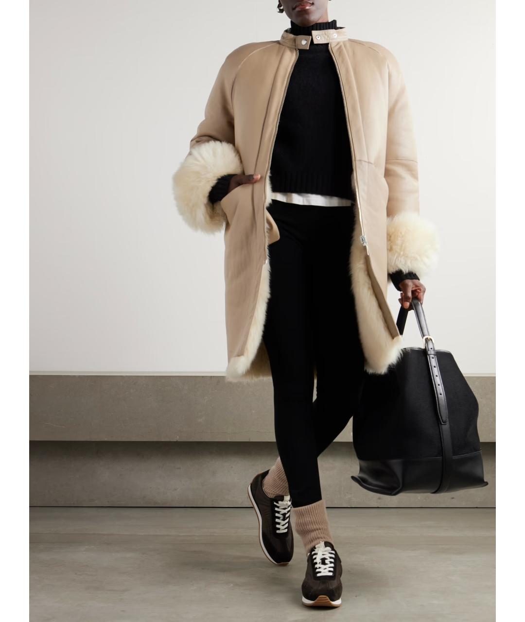 TOTEME Бежевая кожаная дубленка, фото 2