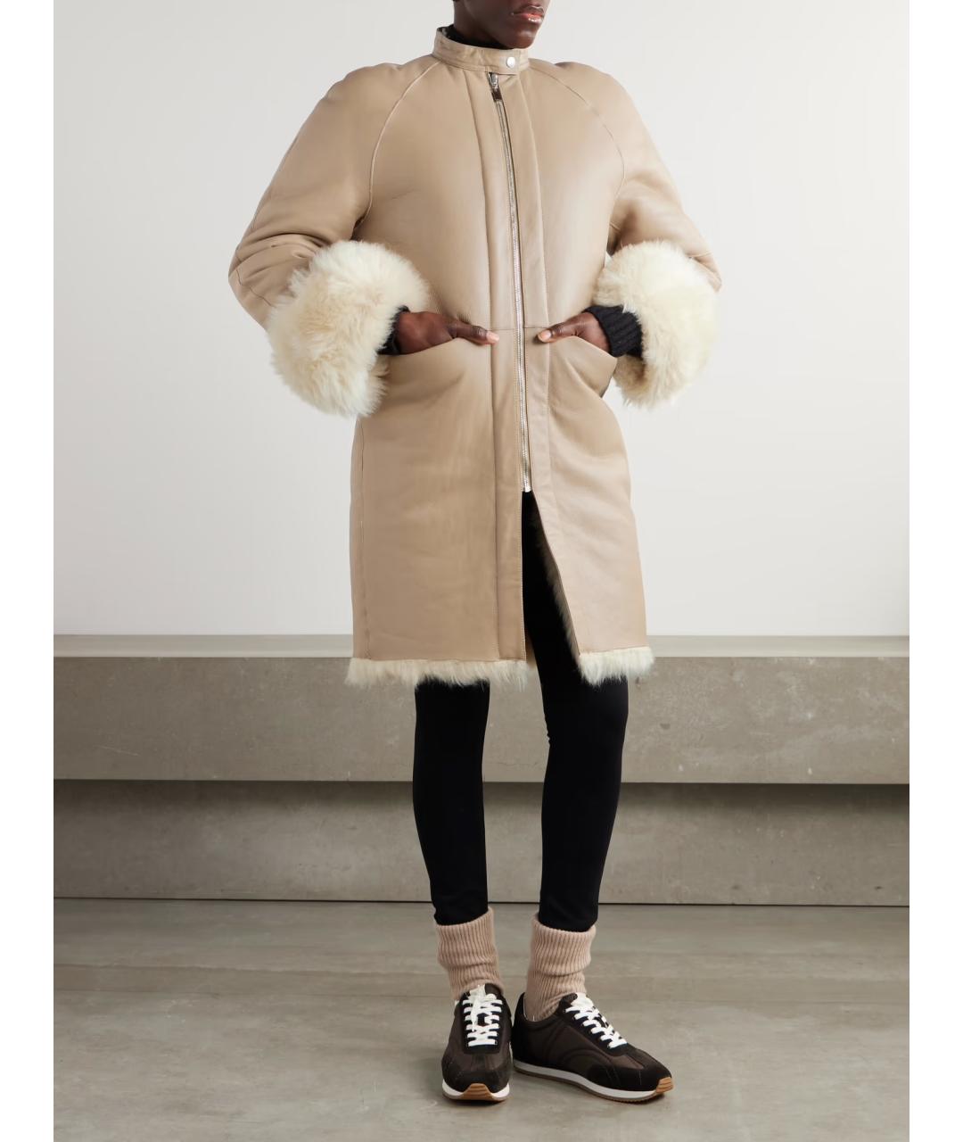 TOTEME Бежевая кожаная дубленка, фото 3