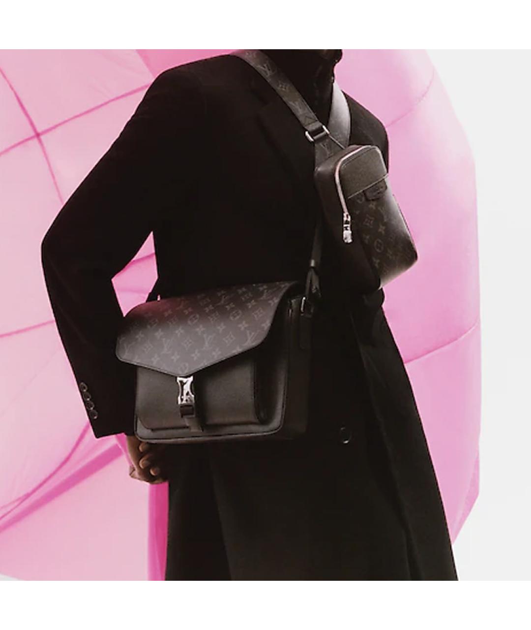 LOUIS VUITTON Черная кожаная сумка на плечо, фото 6
