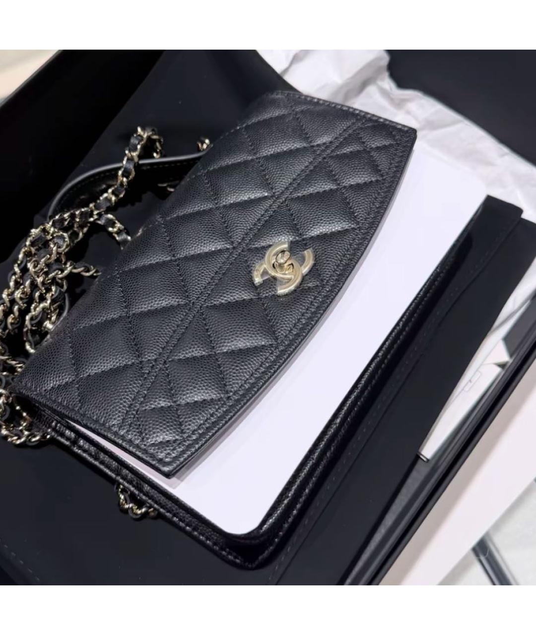 CHANEL Черная кожаная сумка через плечо, фото 6