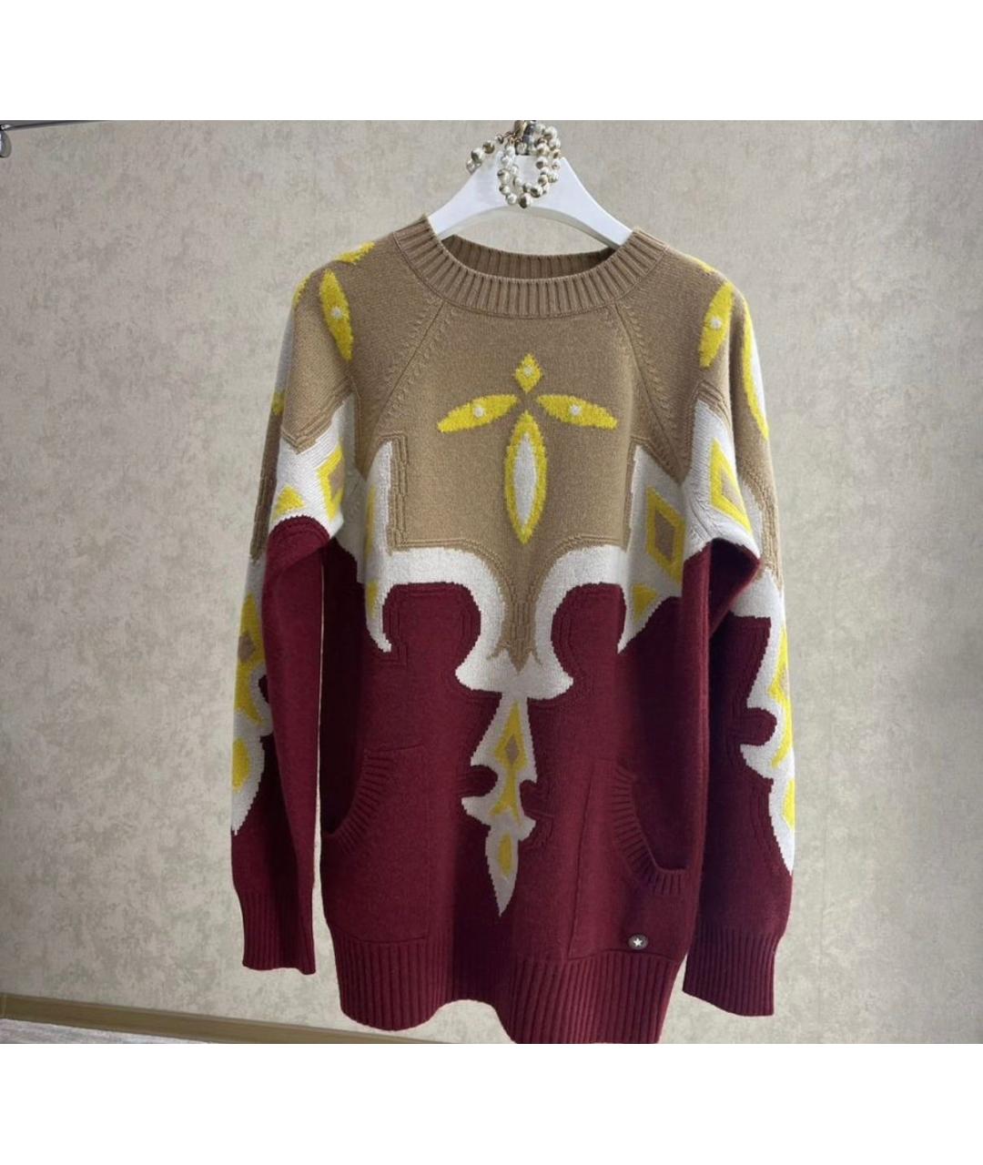 CHANEL Бордовый кашемировый джемпер / свитер, фото 7