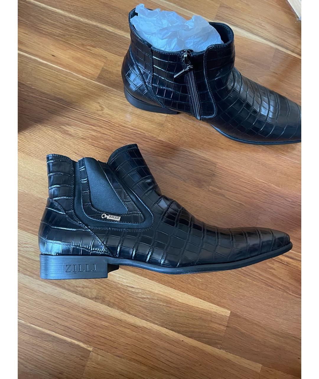 ZILLI Черные туфли из экзотической кожи, фото 8