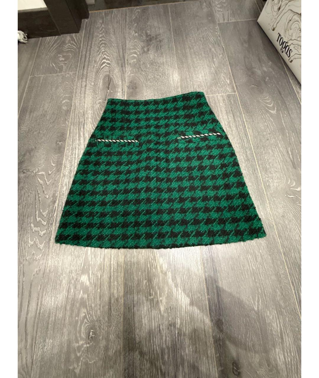 SANDRO Зеленая твидовая юбка мини, фото 5