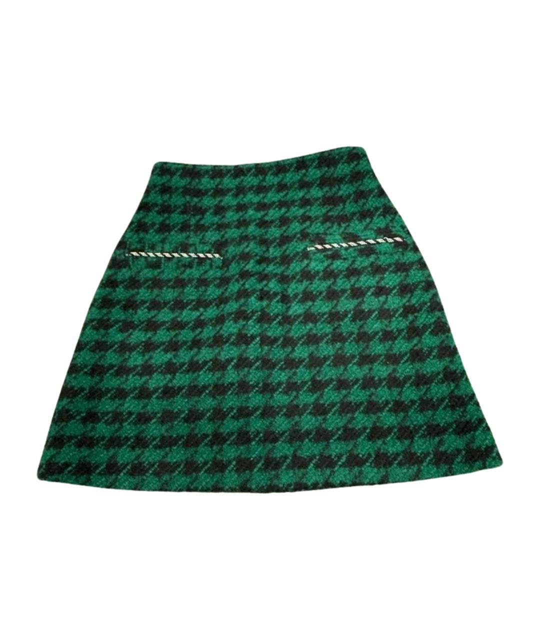SANDRO Зеленая твидовая юбка мини, фото 1