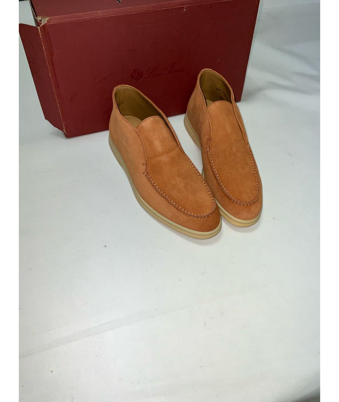 LORO PIANA Оранжевое замшевые лоферы, фото 2