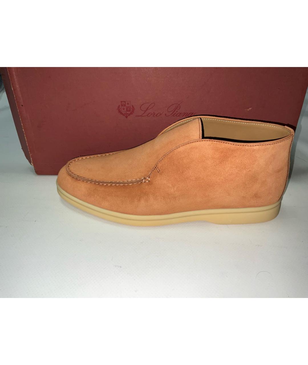 LORO PIANA Оранжевое замшевые лоферы, фото 3