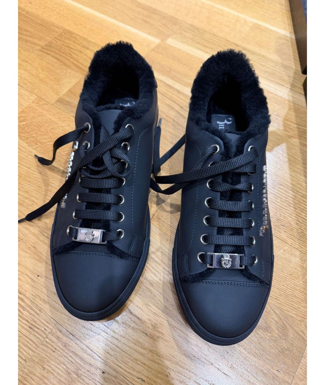 BILLIONAIRE Черные кожаные низкие кроссовки / кеды, фото 2