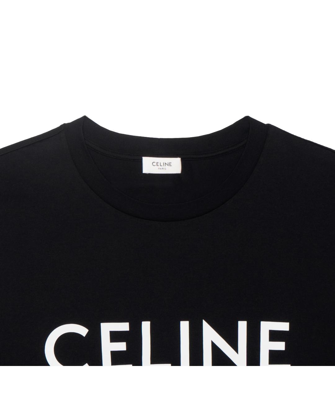 CELINE Черная хлопковая футболка, фото 3