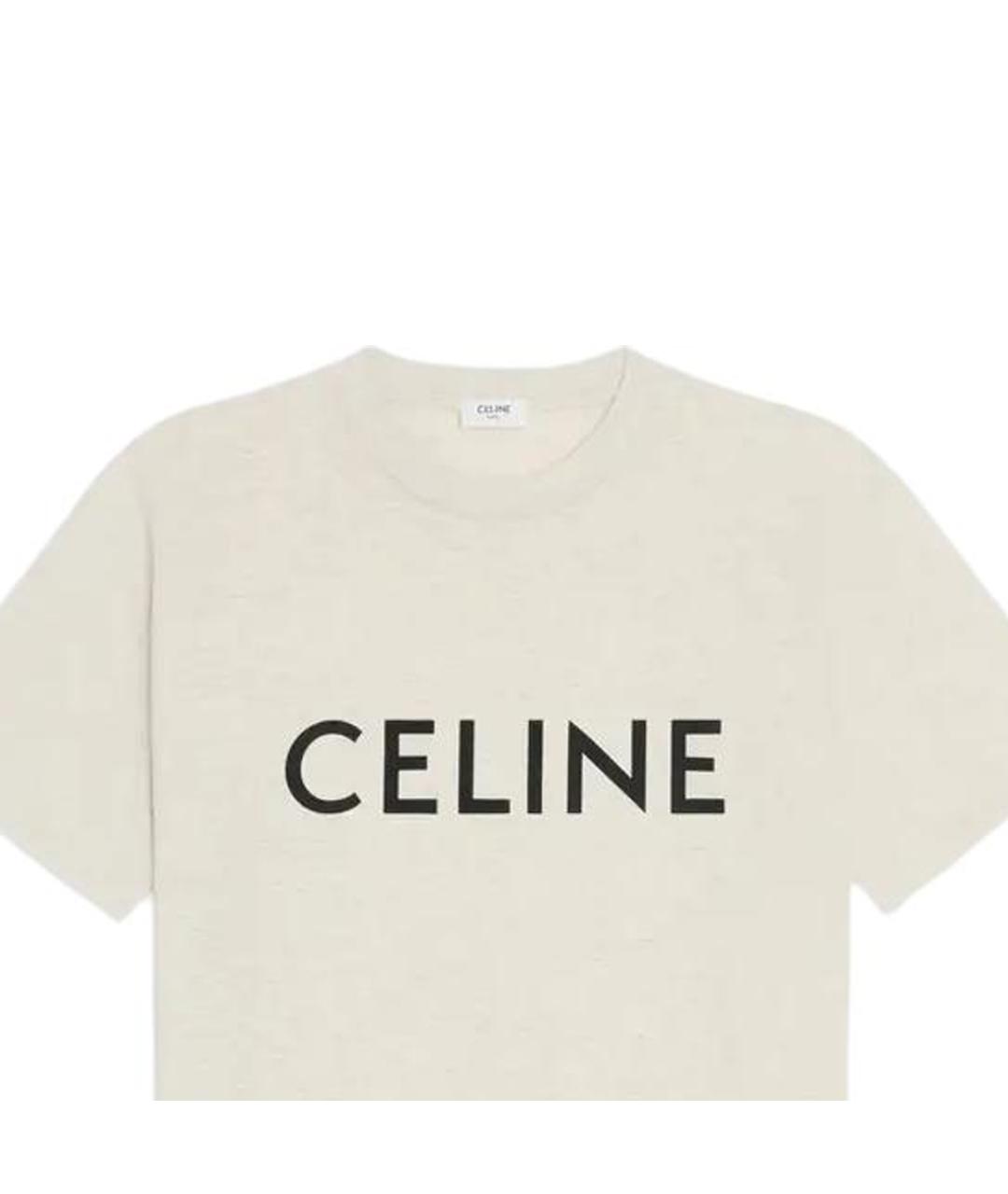 CELINE Бежевая хлопковая футболка, фото 3