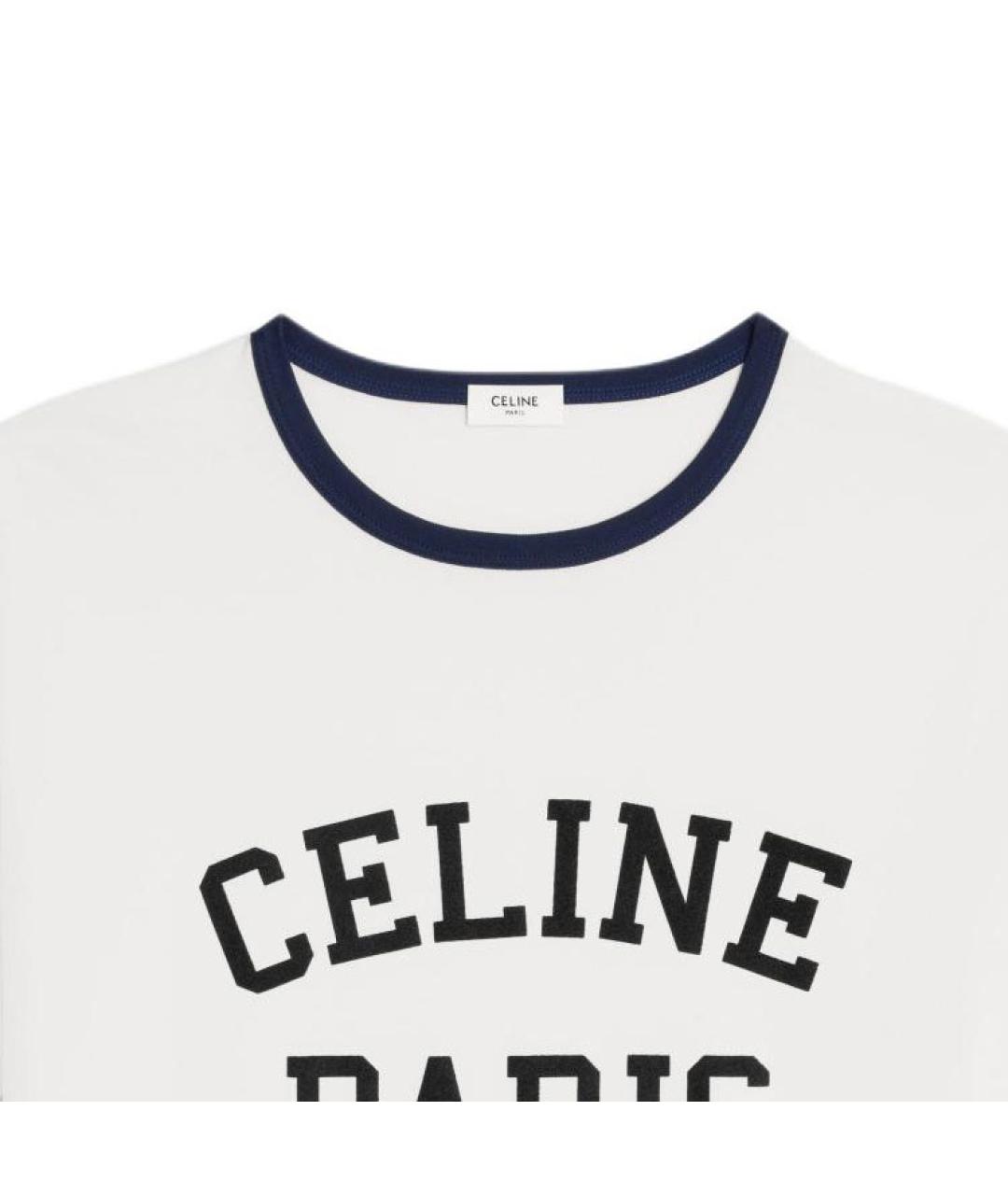 CELINE Белая хлопковая футболка, фото 7