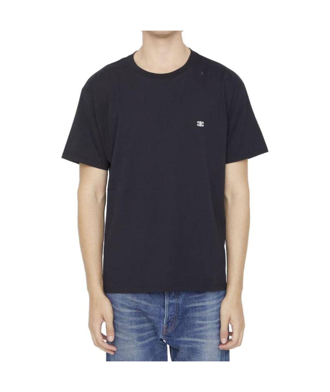 CELINE Черная хлопковая футболка, фото 3