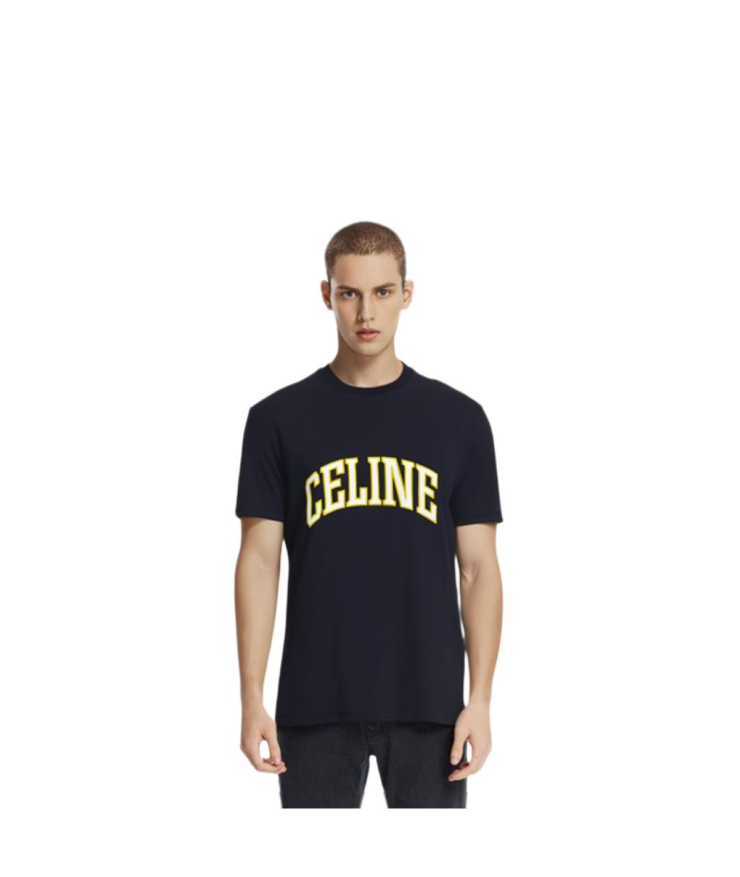 CELINE Черная хлопковая футболка, фото 2