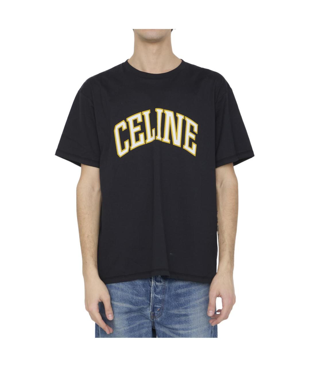 CELINE Черная хлопковая футболка, фото 3