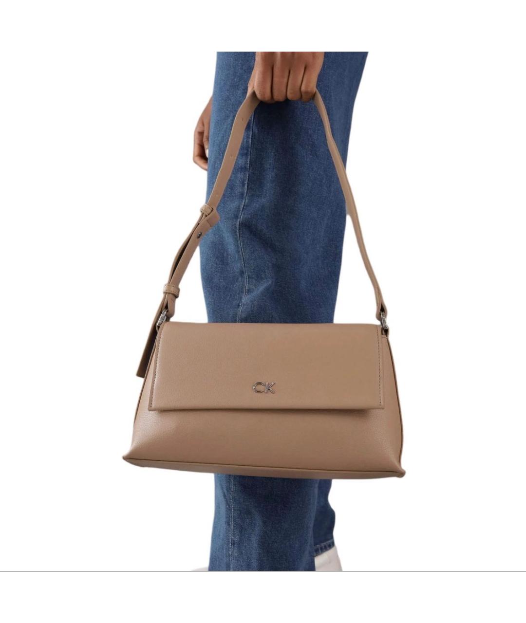 CALVIN KLEIN Бежевая сумка через плечо из искусственной кожи, фото 5