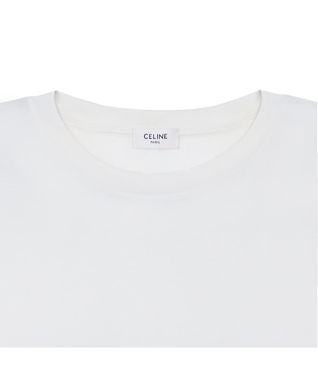 CELINE Белая хлопковая футболка, фото 3