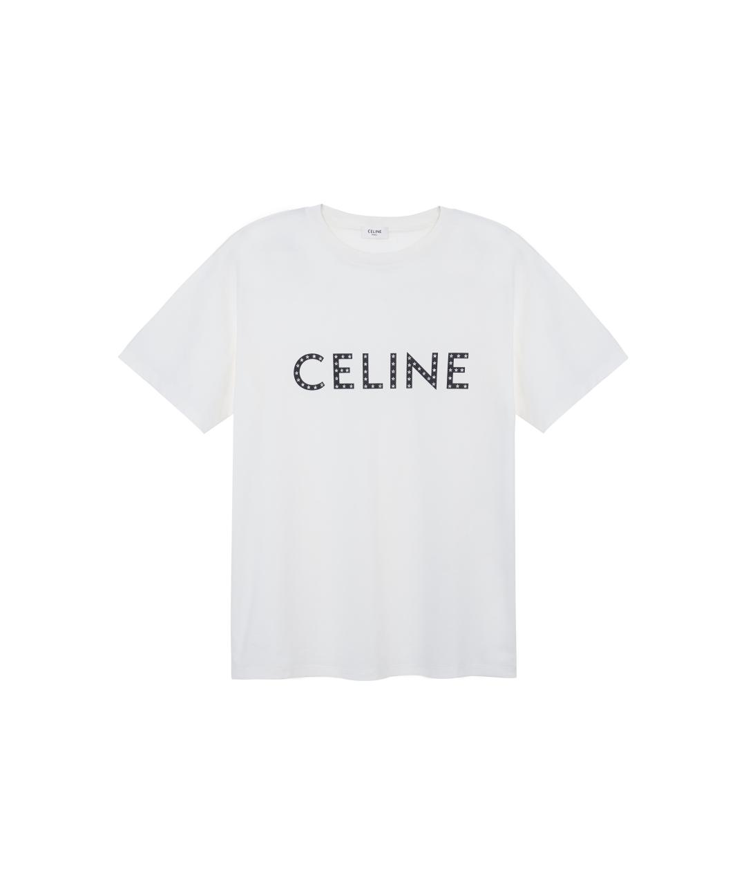 CELINE Белая хлопковая футболка, фото 1
