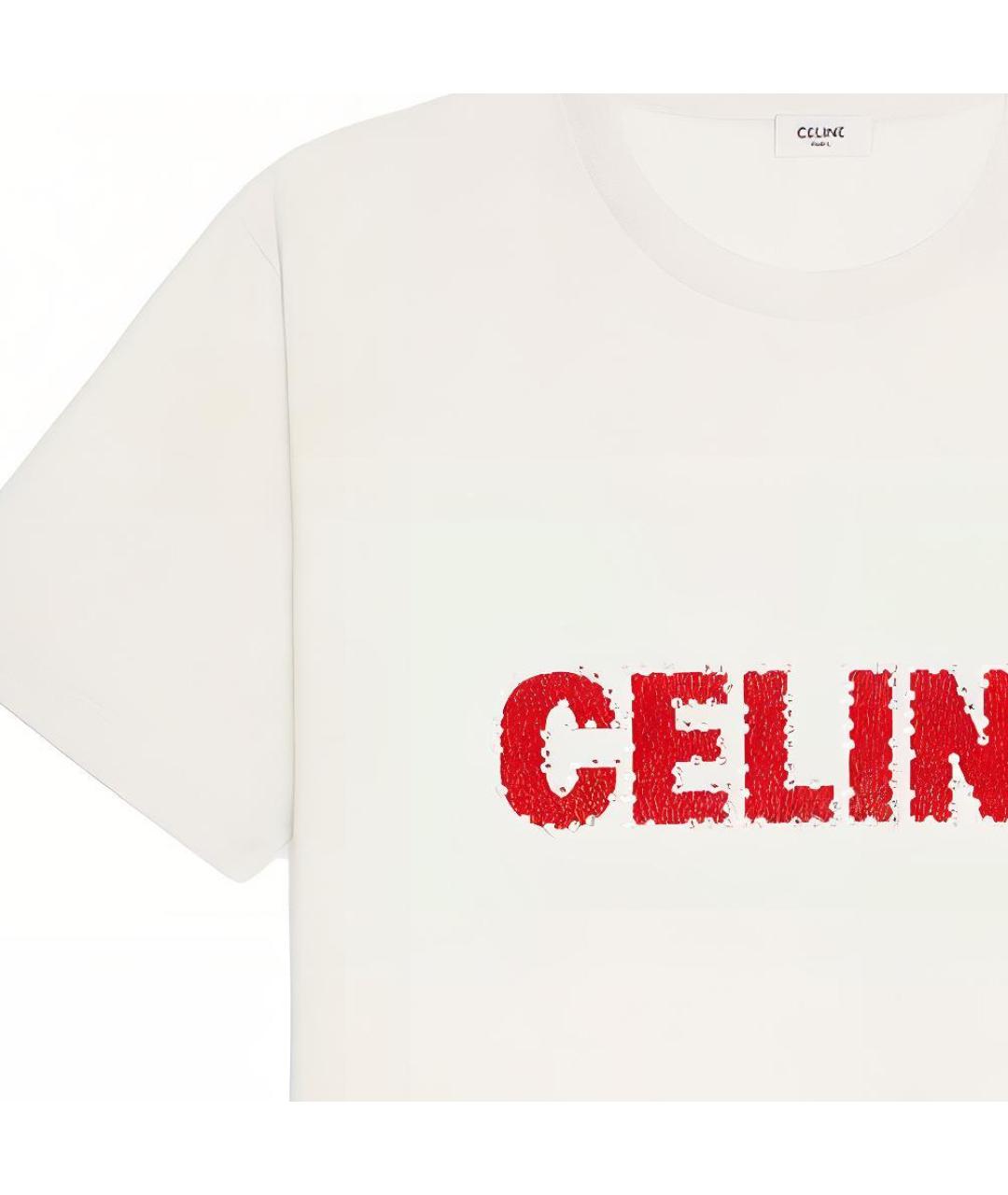 CELINE Белая хлопковая футболка, фото 4
