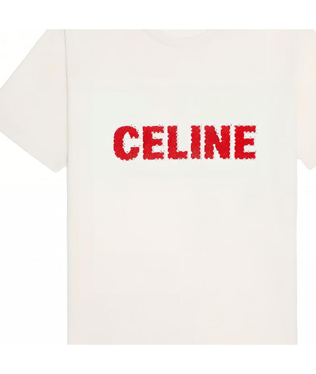 CELINE Белая хлопковая футболка, фото 3