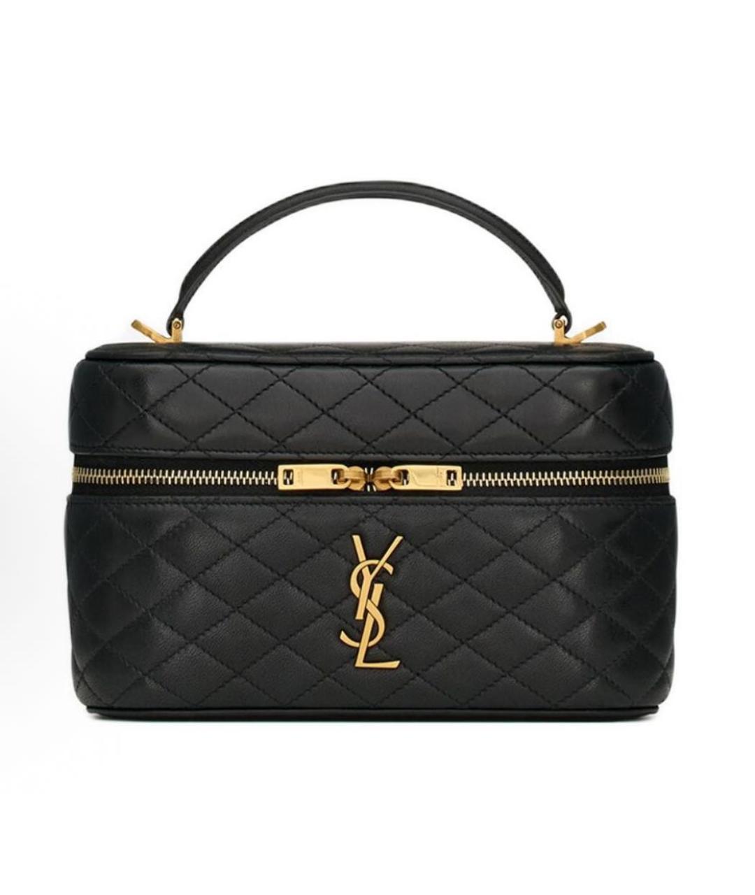 SAINT LAURENT Черная кожаная сумка с короткими ручками, фото 9