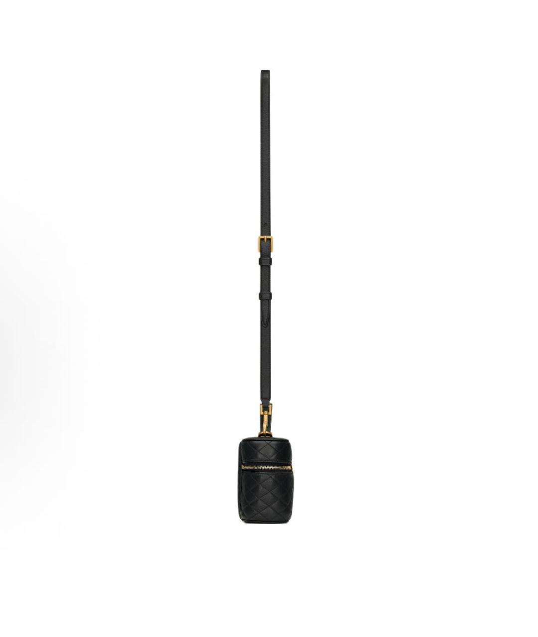 SAINT LAURENT Черная кожаная сумка с короткими ручками, фото 4