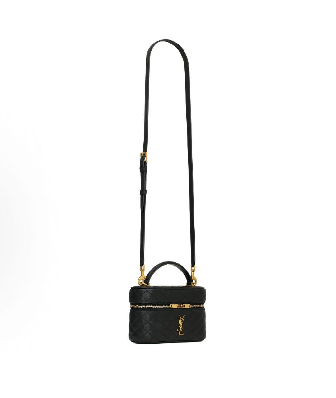 SAINT LAURENT Черная кожаная сумка с короткими ручками, фото 3