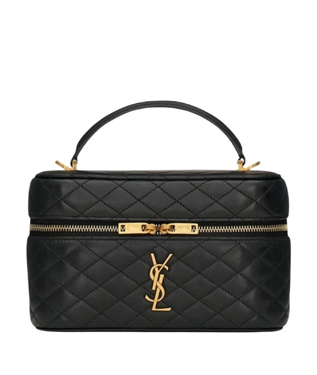 SAINT LAURENT Черная кожаная сумка с короткими ручками, фото 1