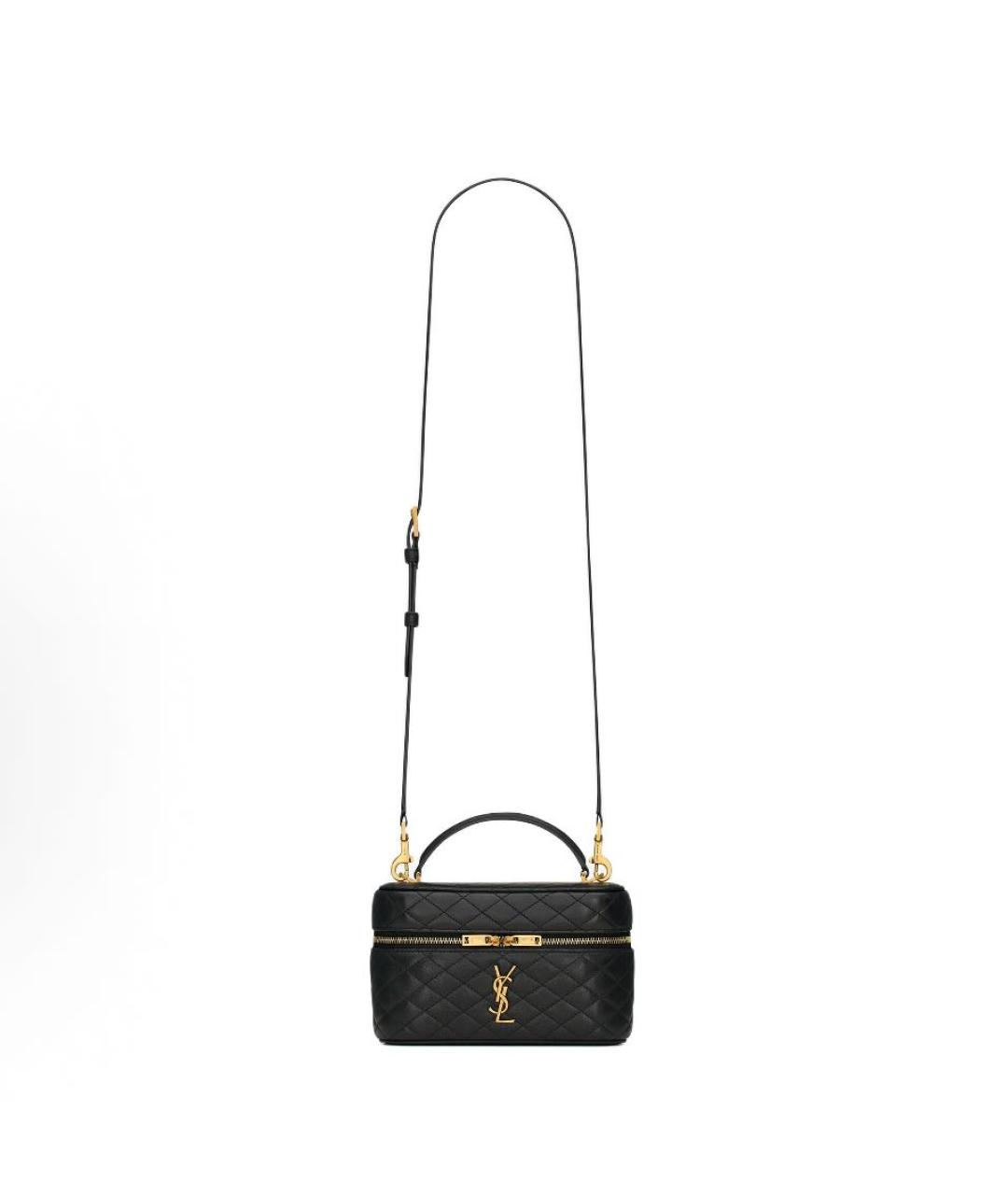 SAINT LAURENT Черная кожаная сумка с короткими ручками, фото 2