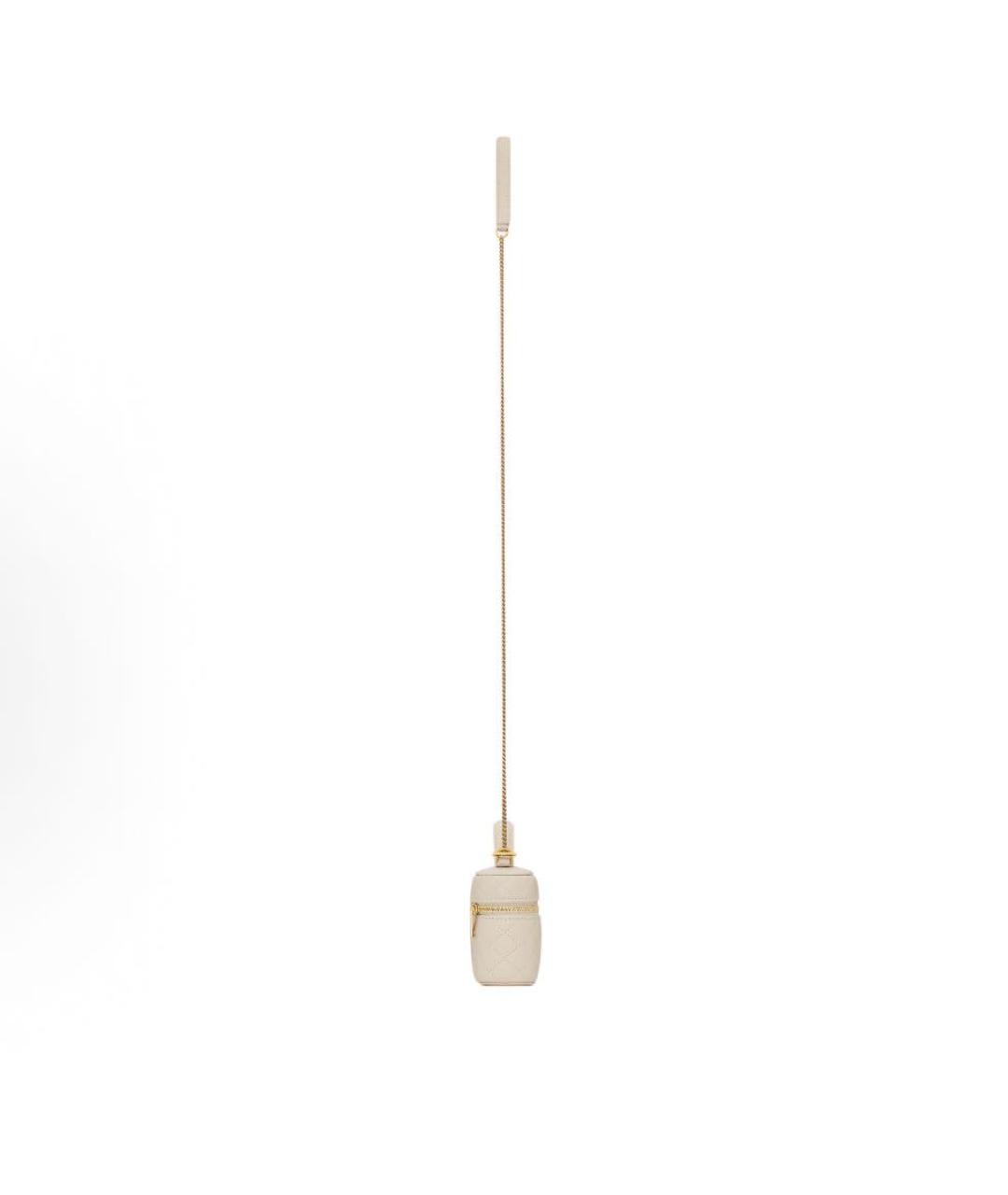 SAINT LAURENT Белая кожаная сумка через плечо, фото 3