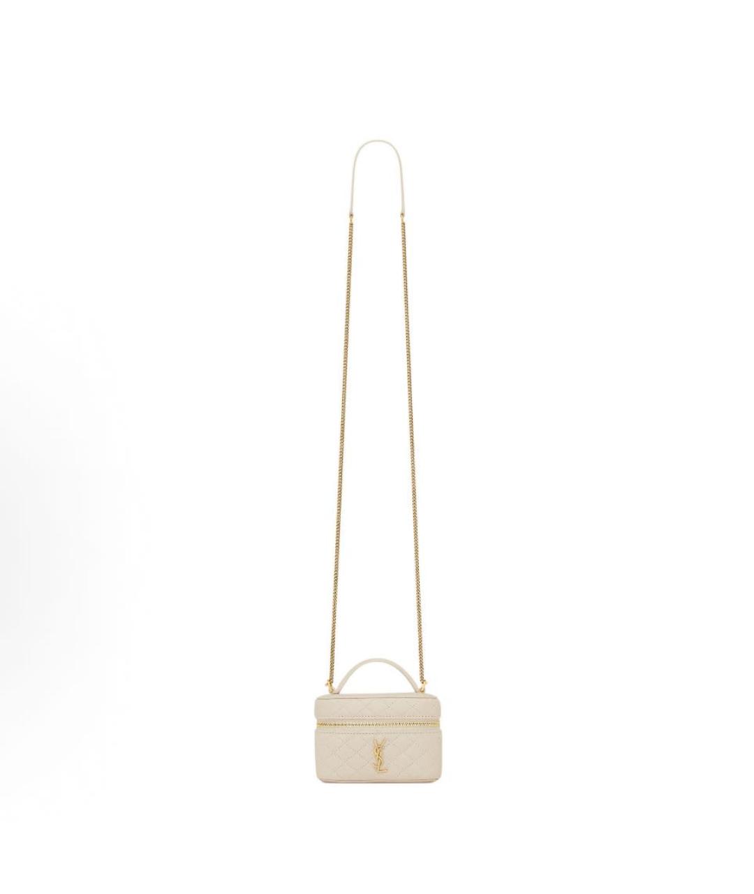 SAINT LAURENT Белая кожаная сумка через плечо, фото 2