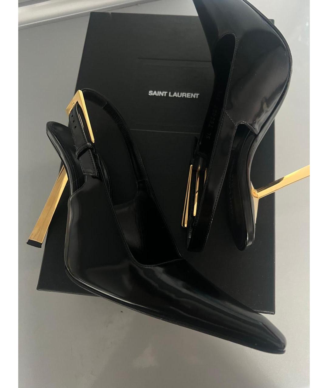 SAINT LAURENT Черные кожаные туфли, фото 4