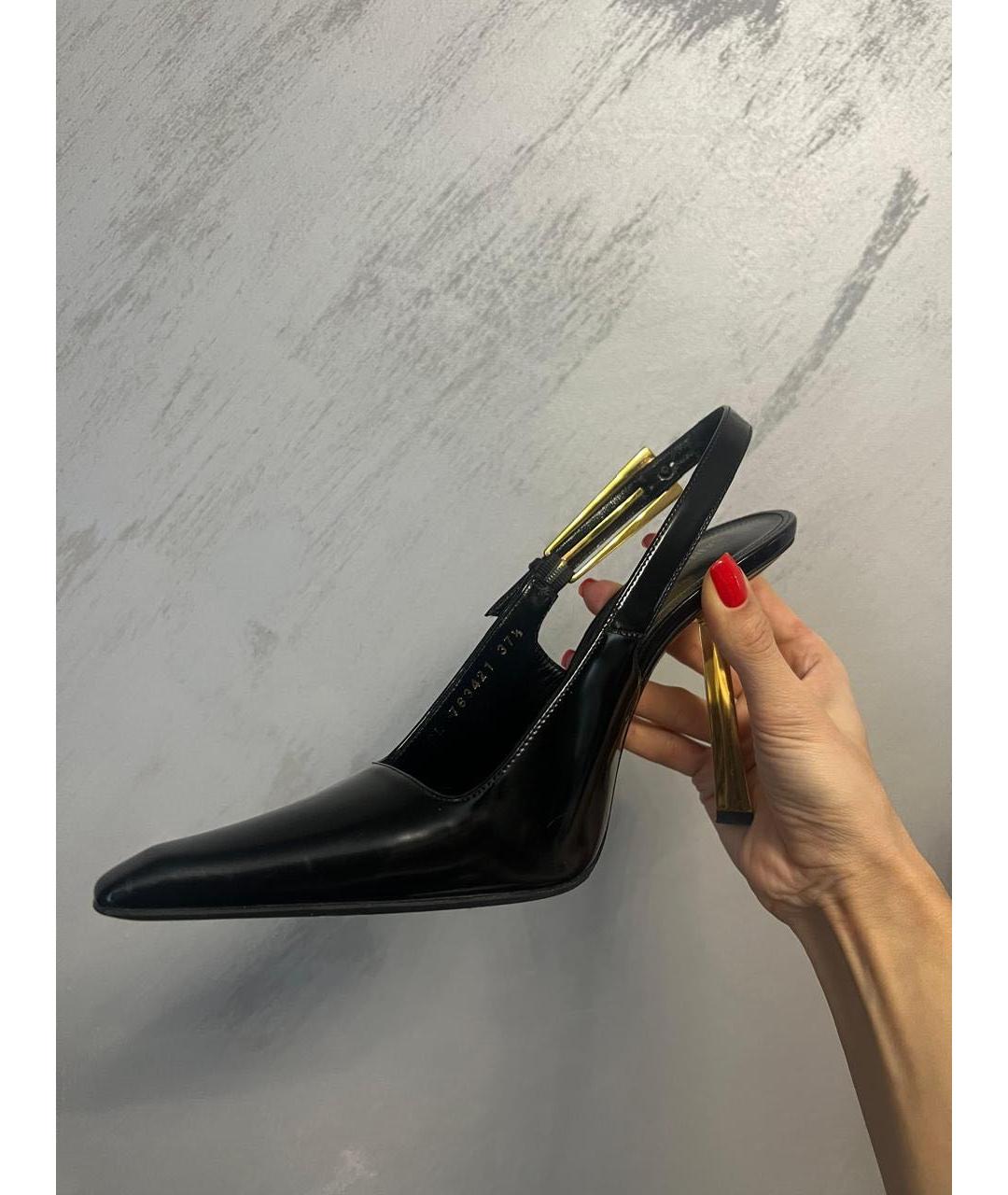 SAINT LAURENT Черные кожаные туфли, фото 2