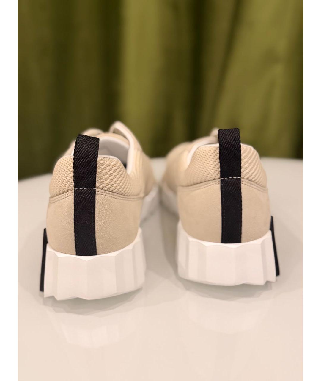 HERMES Бежевые текстильные кроссовки, фото 4