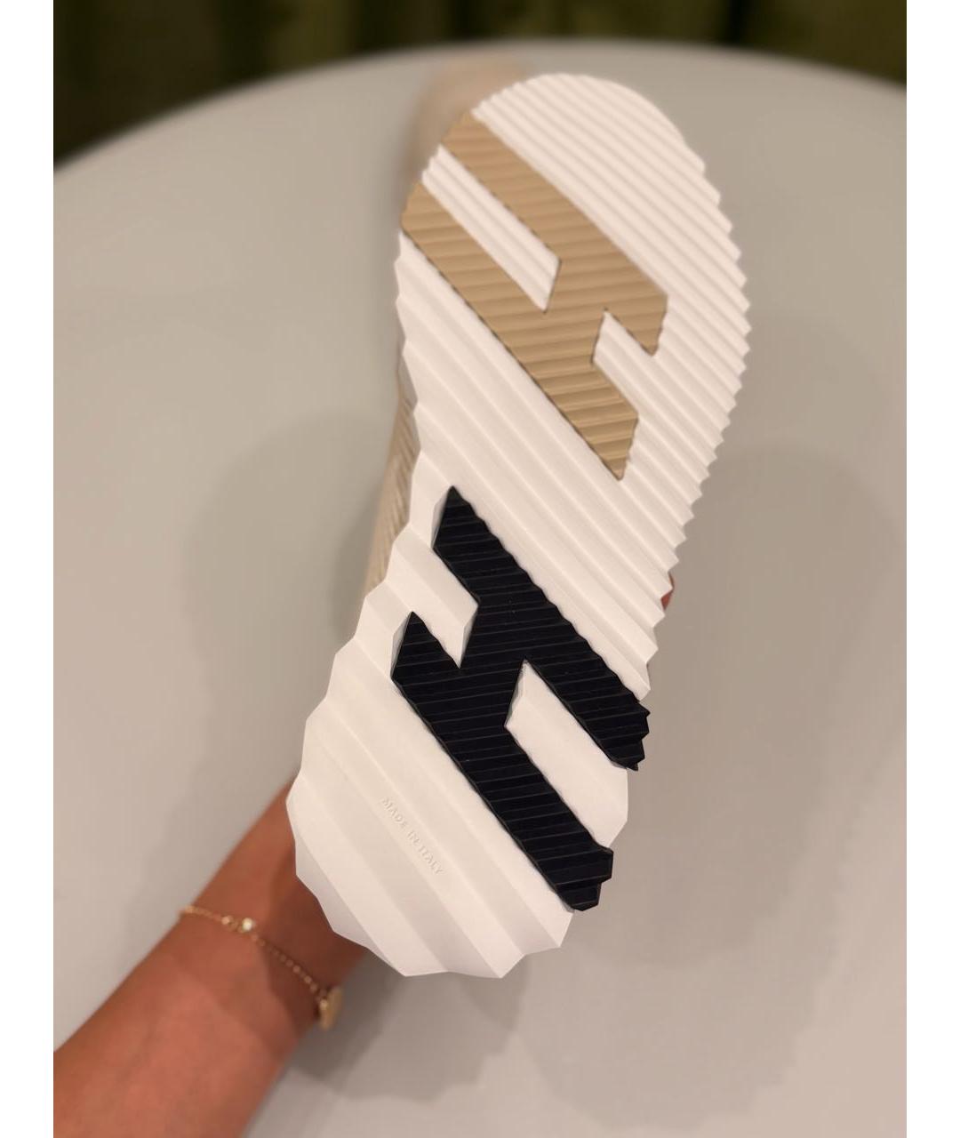 HERMES Бежевые текстильные кроссовки, фото 6