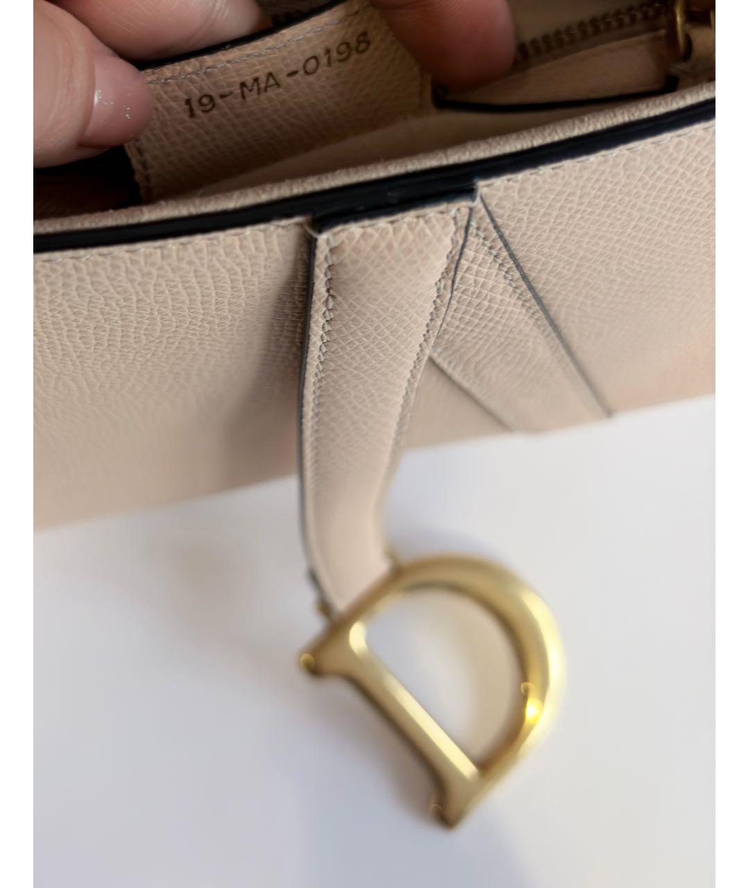CHRISTIAN DIOR Бежевая кожаная сумка через плечо, фото 8